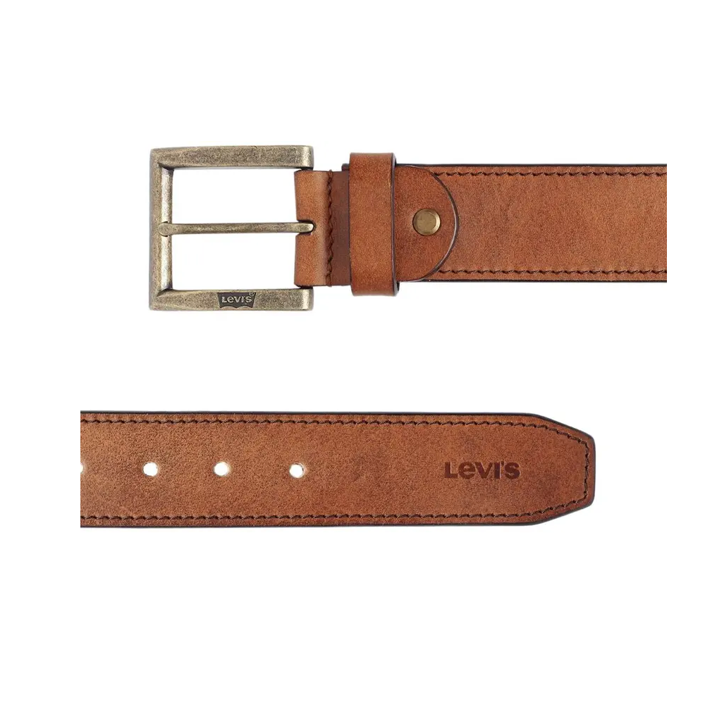LEVI’S Men’s Tan Genuine Full-Grain Leather Belt – Casual Wear