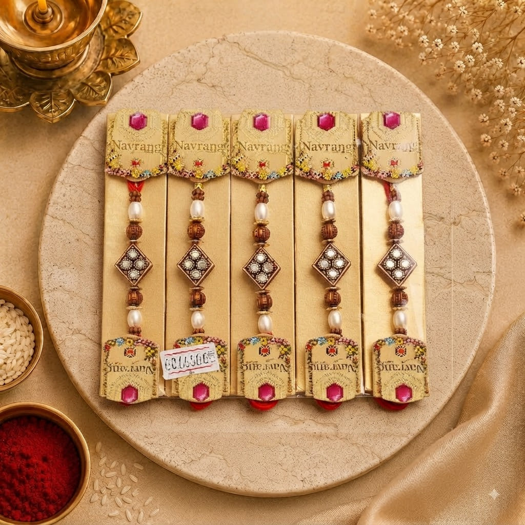 Diamond Pearl Designer Rakhi for Brother | Premium Raksha Bandhan Rakhi