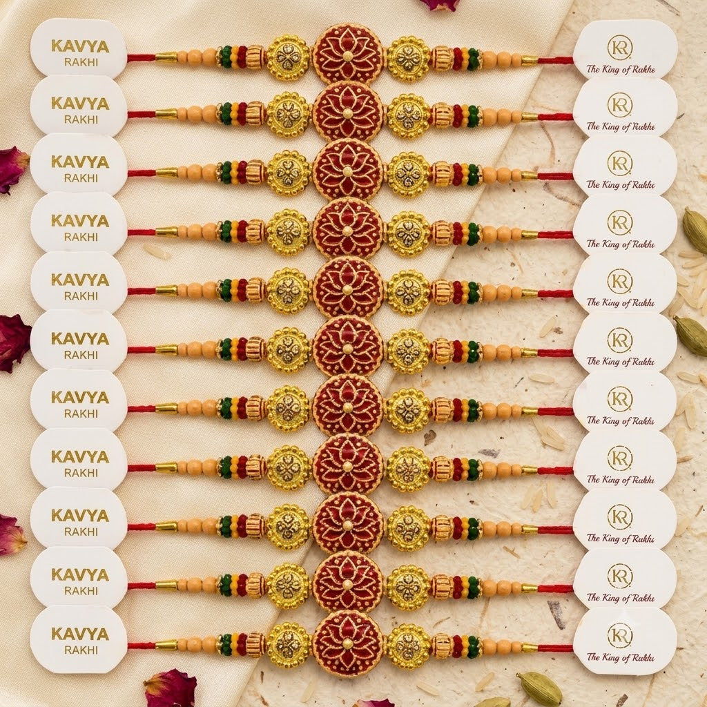 Kavya Rakhi 12 Pcs Pack | Designer Rakhi Set for Brothers