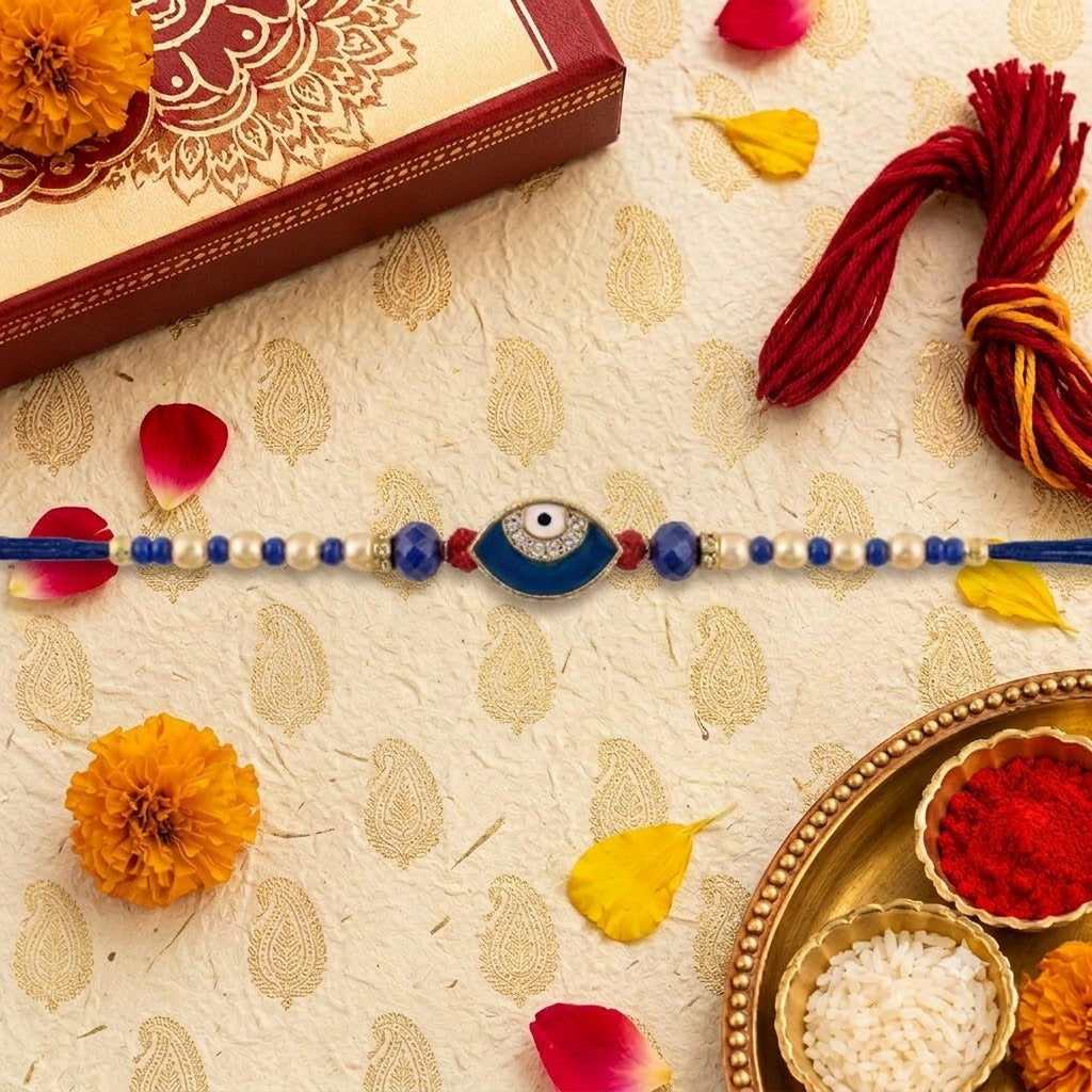 Buy Evil Eye Rakhi Online | Premium Blue Bead Rakhi for Brother