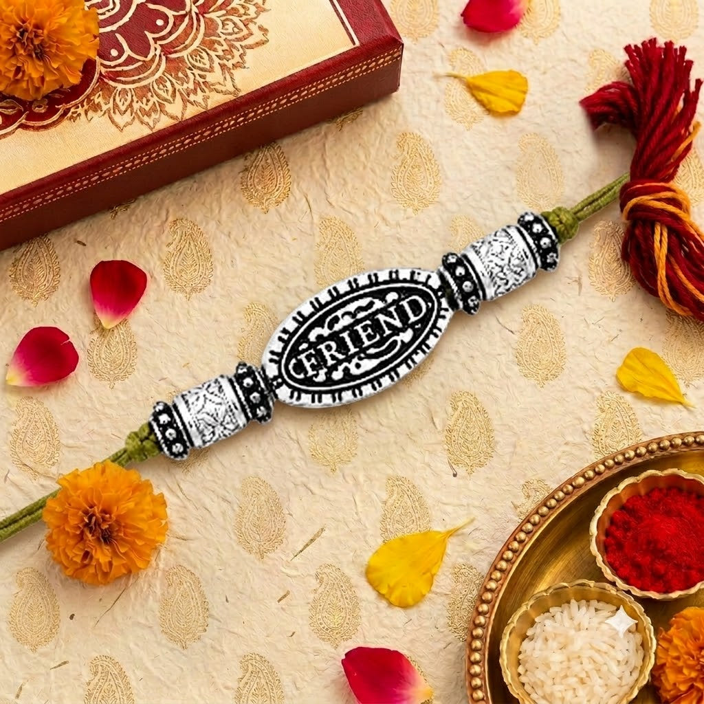 Friend Rakhi Bracelet for Raksha Bandhan | Stylish Silver Friendship Rakhi
