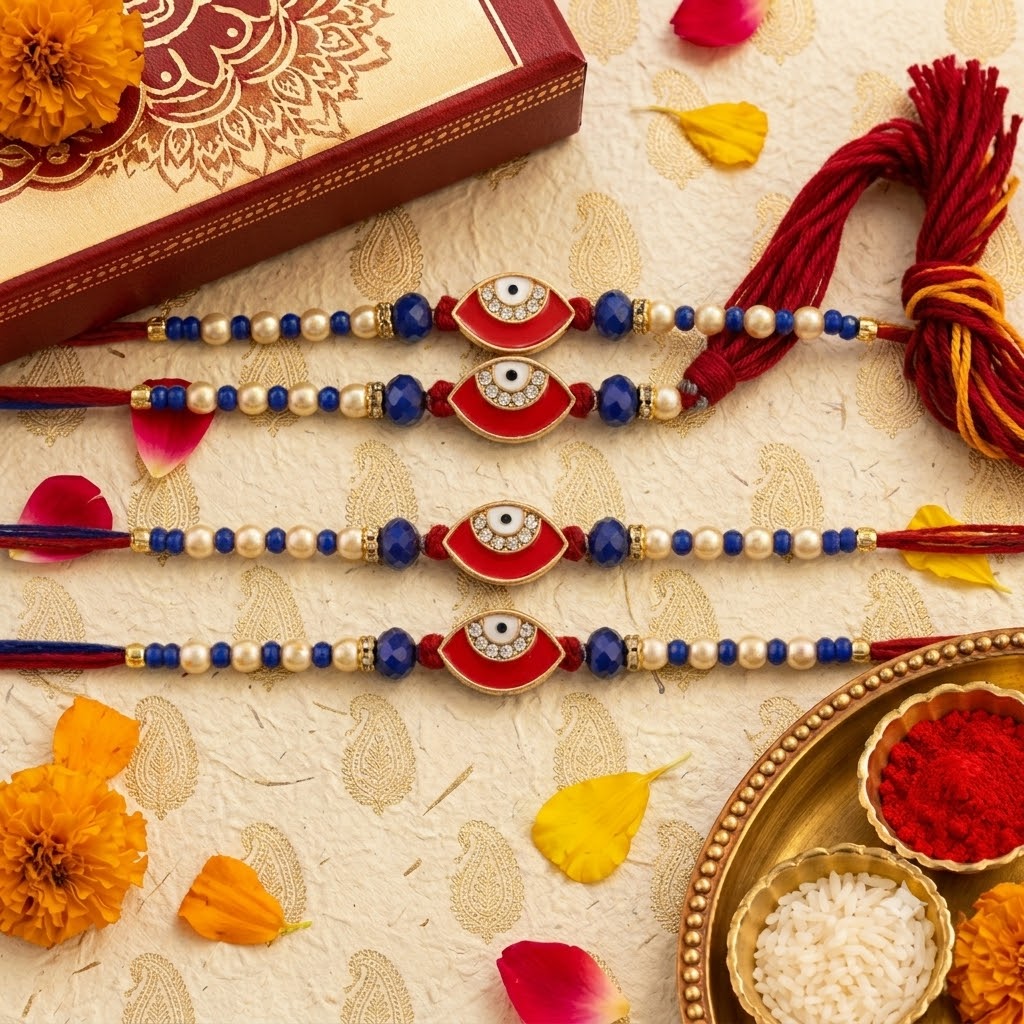 Buy Evil Eye Rakhi Online | Premium Blue Bead Rakhi for Brother