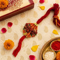 Premium Rudraksha Beaded Rakhi Gift Box | Handmade Designer Rakhi Set