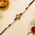 Handcrafted Antique Om & Pearl Designer Rakhi Set Traditional Rakhi