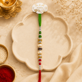 Green & Red Beaded Rakhi | Traditional RAKHI Thread with Tassel