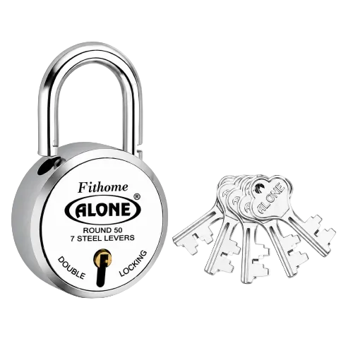 Silver Samta Normal Round Padlock, Chrome
