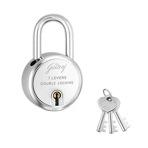 Godrej Round 7 Lever 65mm Padlock 3 Keys Door Toolbox Shutter Shops Silver