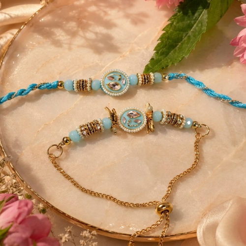 Two decorative braided and chain bracelets 