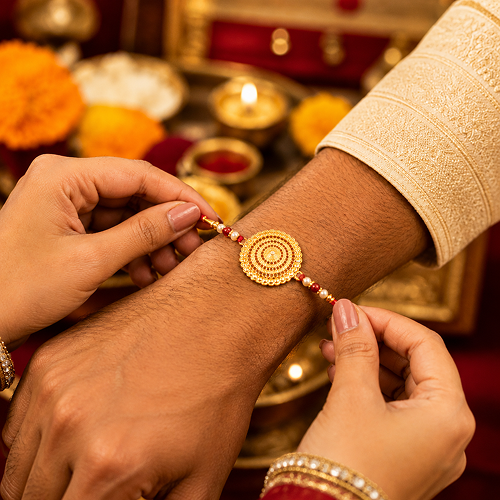 Rakshabandhan Premium Gold Pearl Beads Rakhi For Brother And Bhai