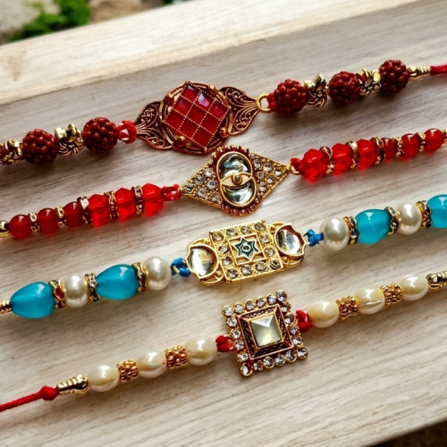 Square Kundan Fancy Rakhi, Brass