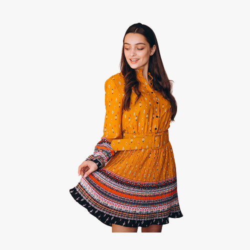 Ethnic Jaipuri Print Cotton Dress for Women