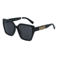 Premium Black Square Sunglasses with Gold Geometric Detail