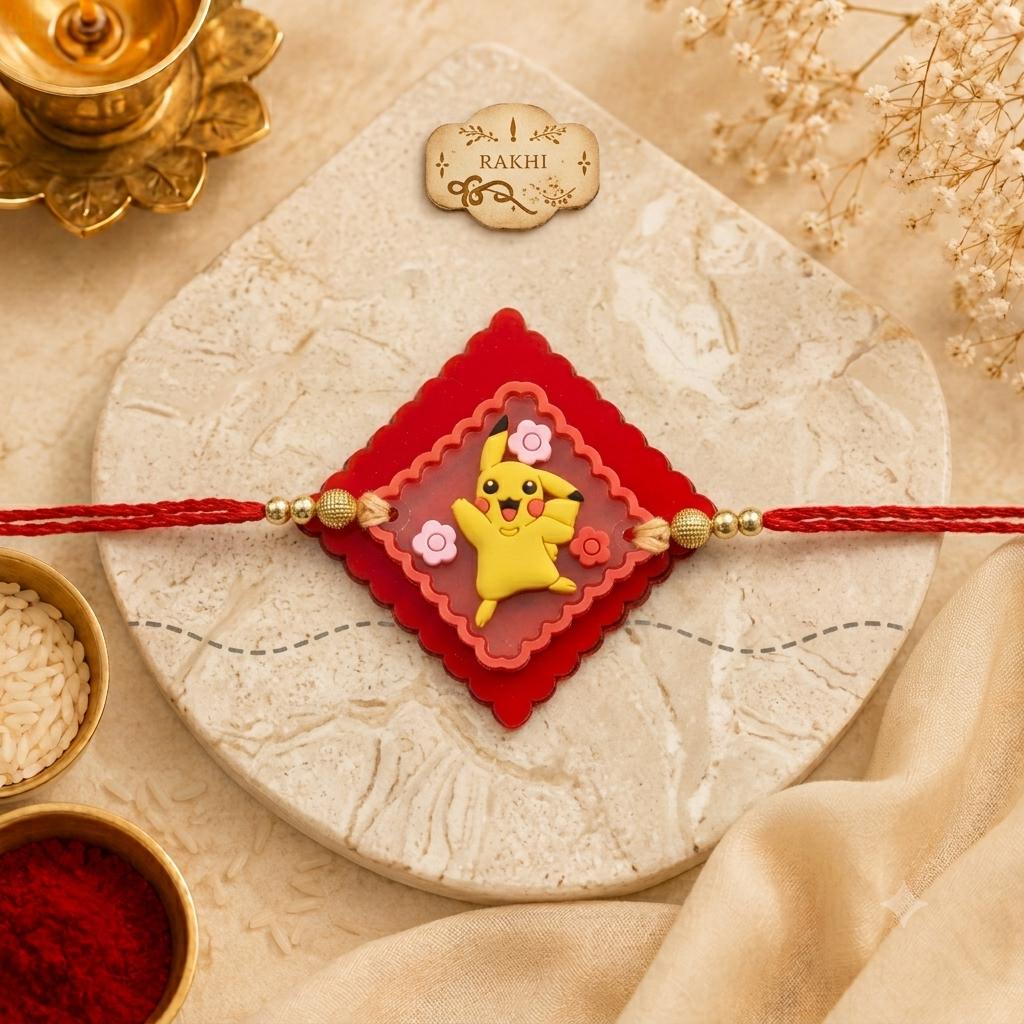 Cute Pikachu Kids Rakhi Gift Set – Rakhis in Fun Designer Gift Box