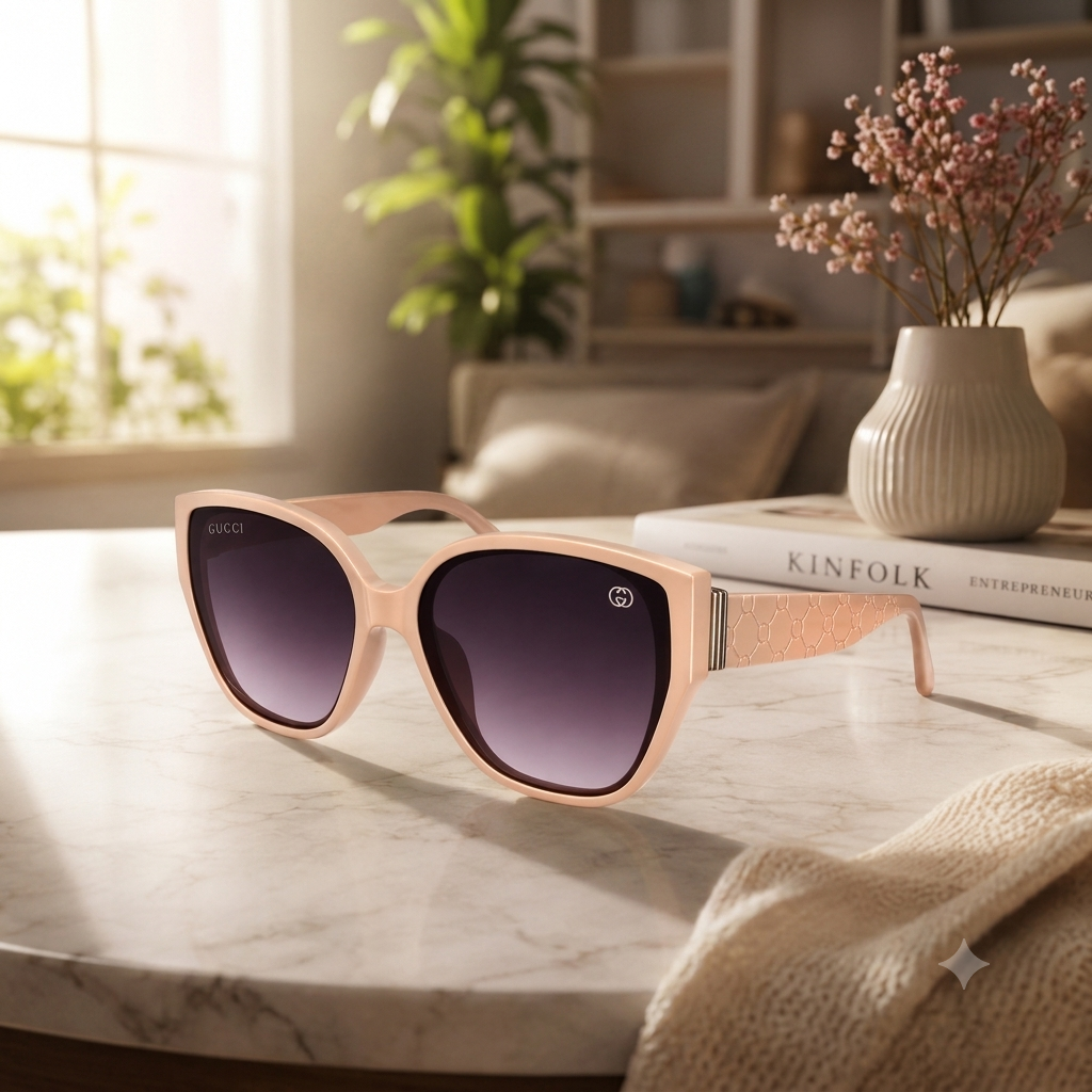 Women’s Luxury Peach-Tone Square Sunglasses
