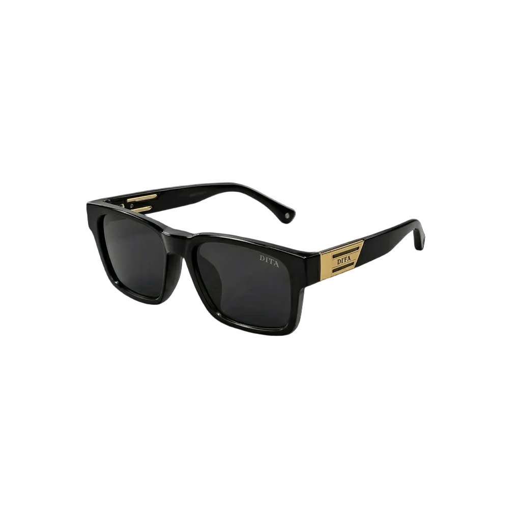 Premium Black & Gold Rectangular Sunglasses – Luxury Statement Eyewear