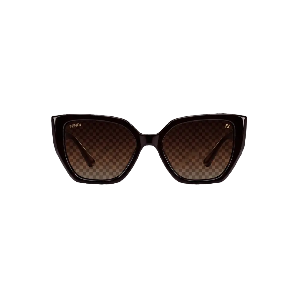 Fendi sunglasses with a dark brown gradient lens and a glossy black frame