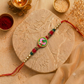 Handcrafted Designer Om Rakhi with Pearl Beads for Brother