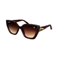 Fendi sunglasses with a dark brown cat-eye frame, brown gradient lenses