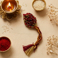 Premium Handmade Red Beaded Designer Rakhi | Traditional Fancy Rakhi for Brother