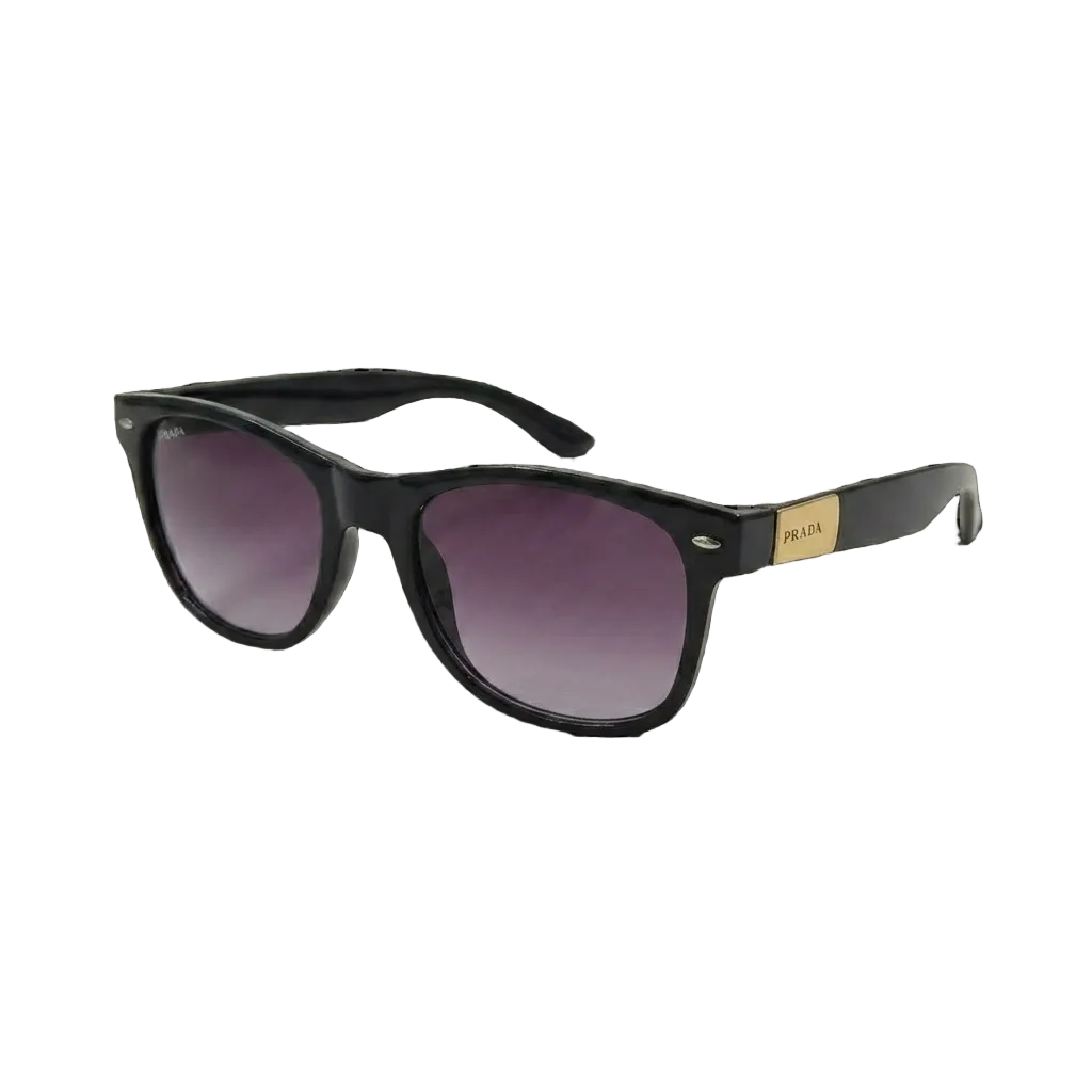 Premium Black Square Frame Sunglasses – Gold Accent & Tinted Lenses
