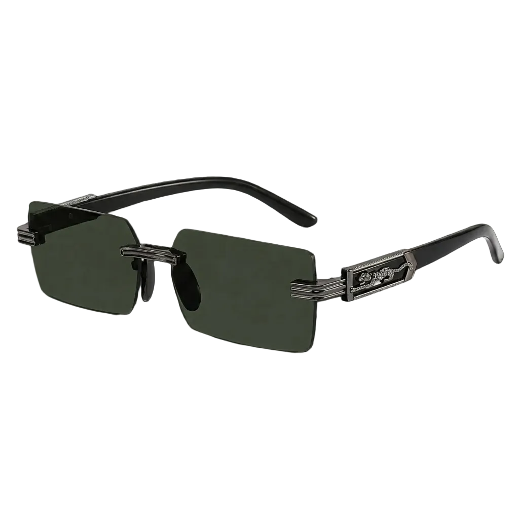 Premium Black Rimless Rectangular Sunglasses for Men & Women