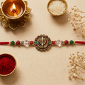 Golden Khanda Rakhi with Crystal Beads for Raksha Bandhan