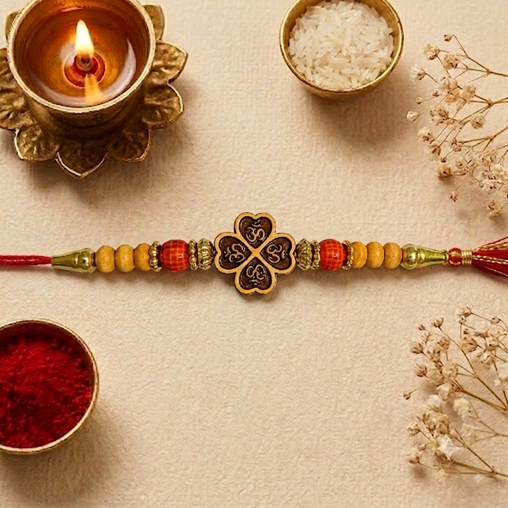 Om Wooden Designer Rakhi for Brother | Traditional Raksha Bandhan Rakhi