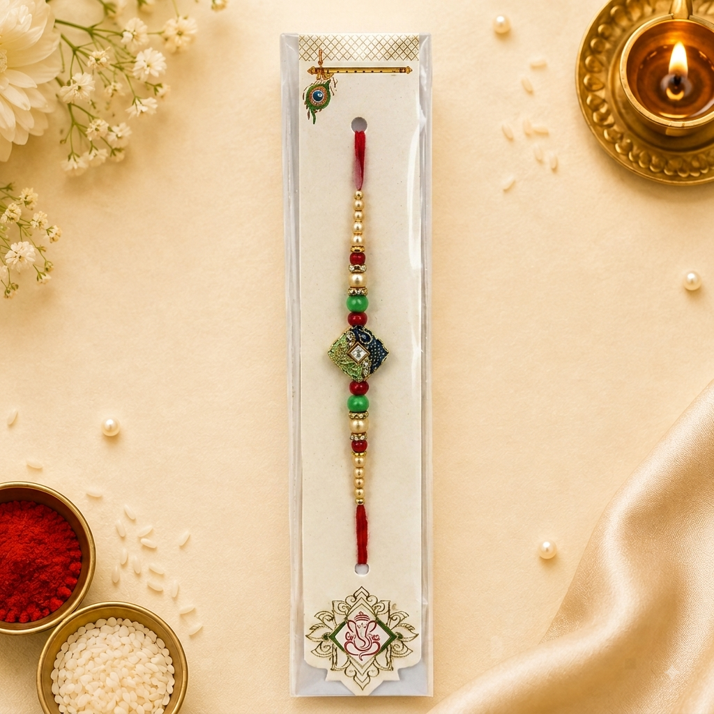 MR Premium Designer Rakhi with Colorful Beads & Traditional Handcrafted Thread for Raksha Bandhan