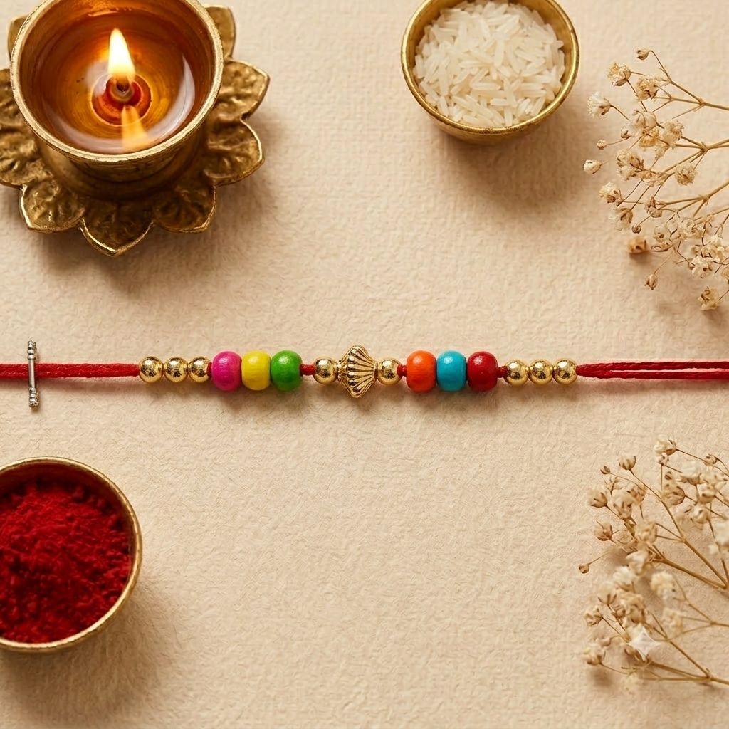 Handmade Colorful Beaded Rakhi | Traditional Designer Rakhi