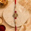 Antique Golden Medallion Pearl Rakhi Online | Raksha Bandhan