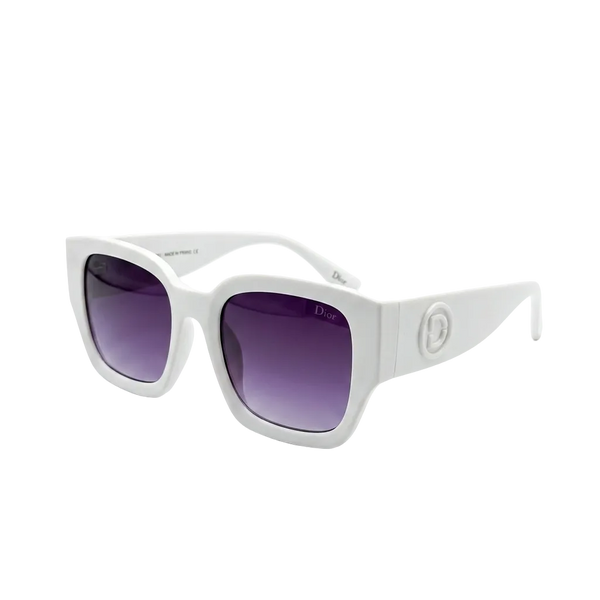 Premium White Square Sunglasses – Purple Gradient Lenses