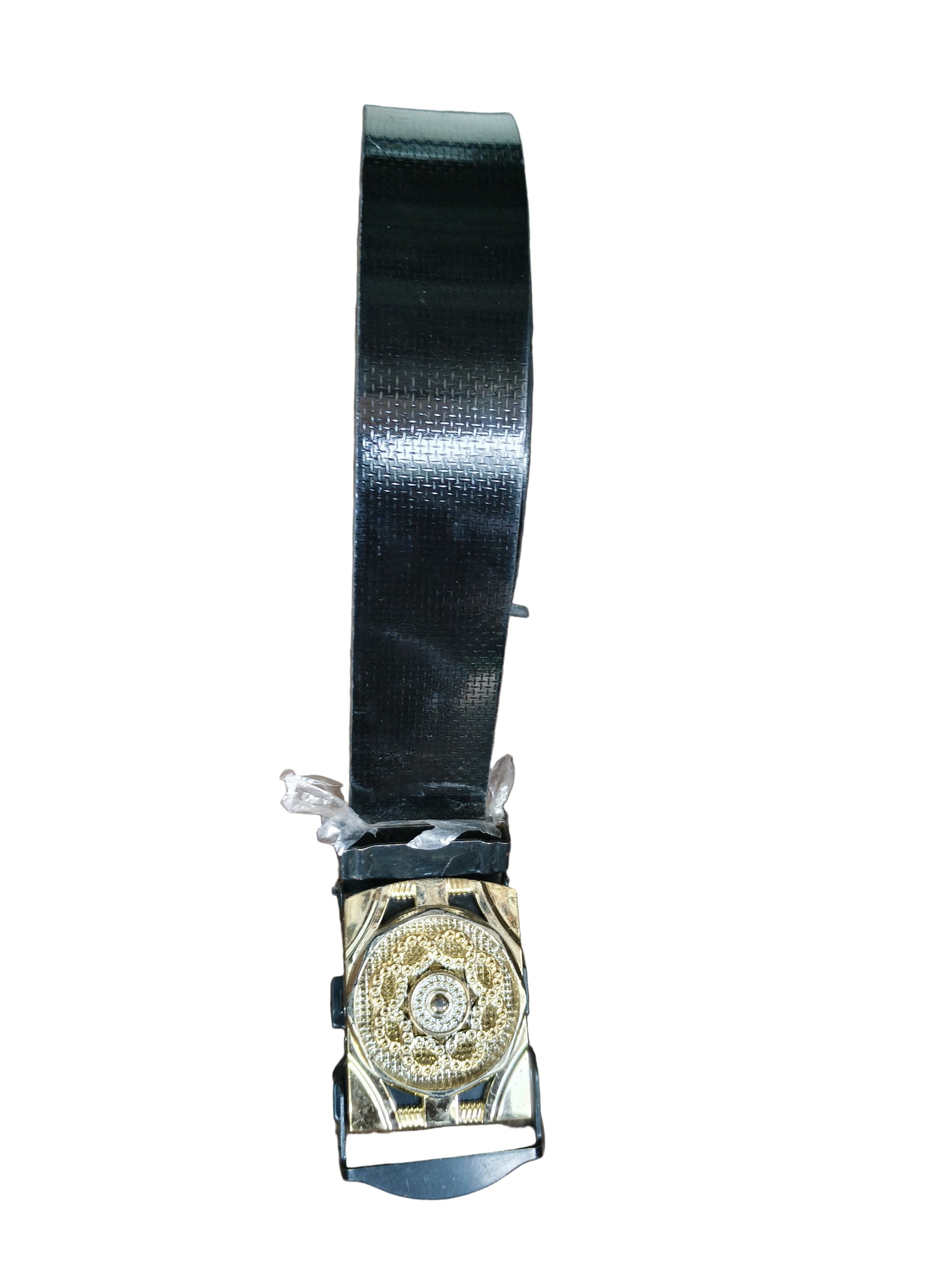 Black belt with a decorative buckle 