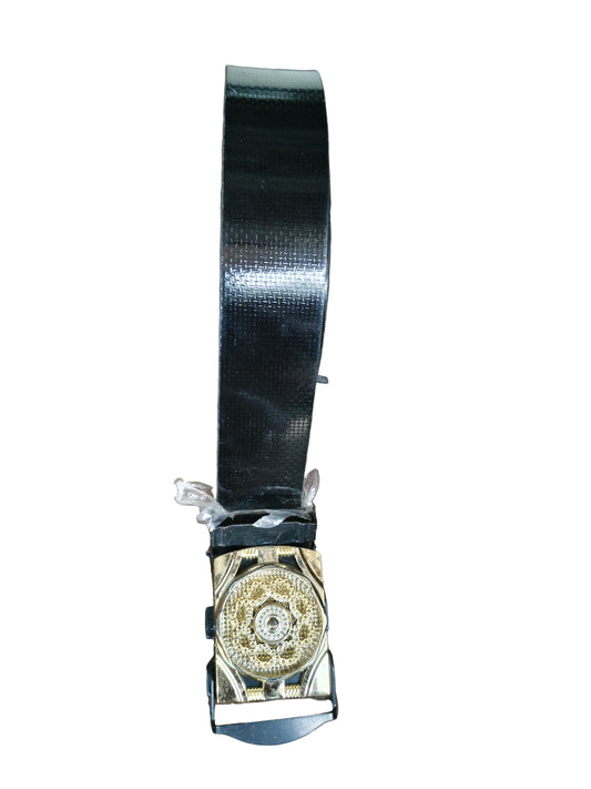 Black belt with a decorative buckle 