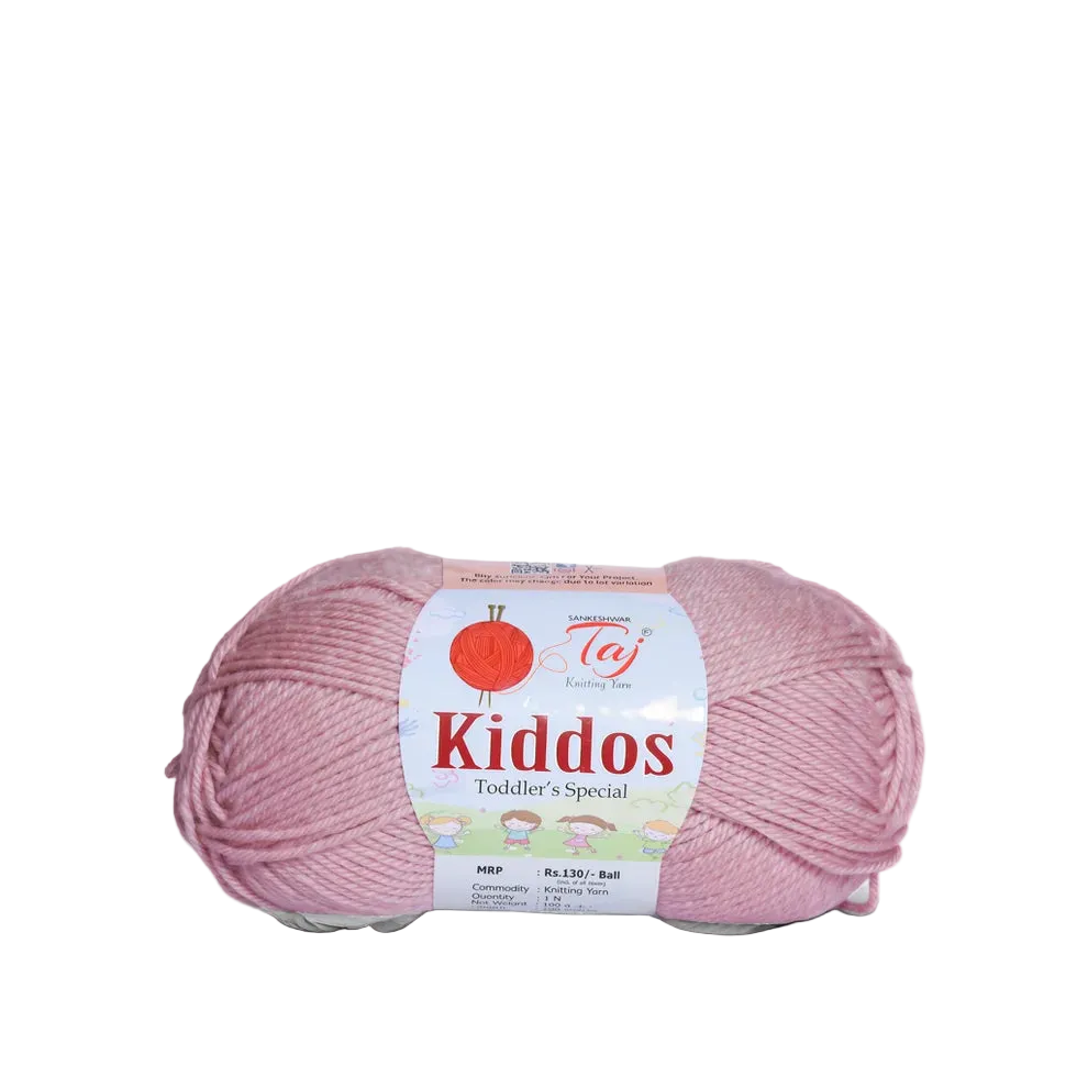 A single skein of pink yarn with a white paper label