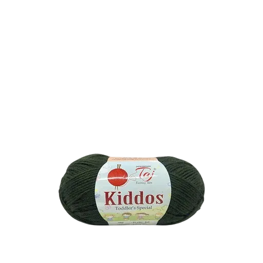 Ball of yarn with 'Kiddos' label on a white background