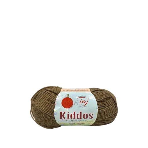 Ball of yarn with a 'Kiddos' label on a white background