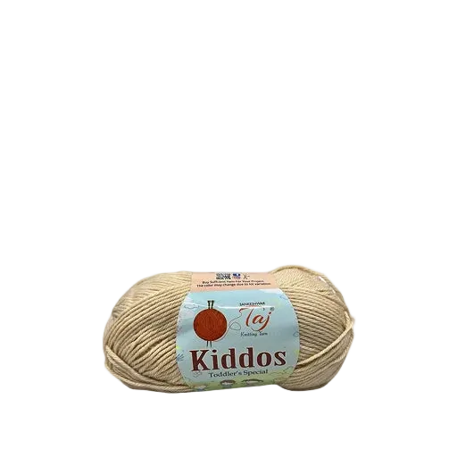 Ball of yarn with 'Kiddos' label on a white background