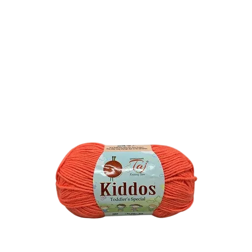Ball of yarn with 'Kiddos' label on a white background