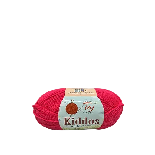 Red ball of yarn with a label on a white background