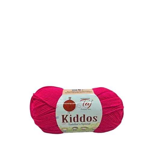 Pink yarn ball with a label on a white background