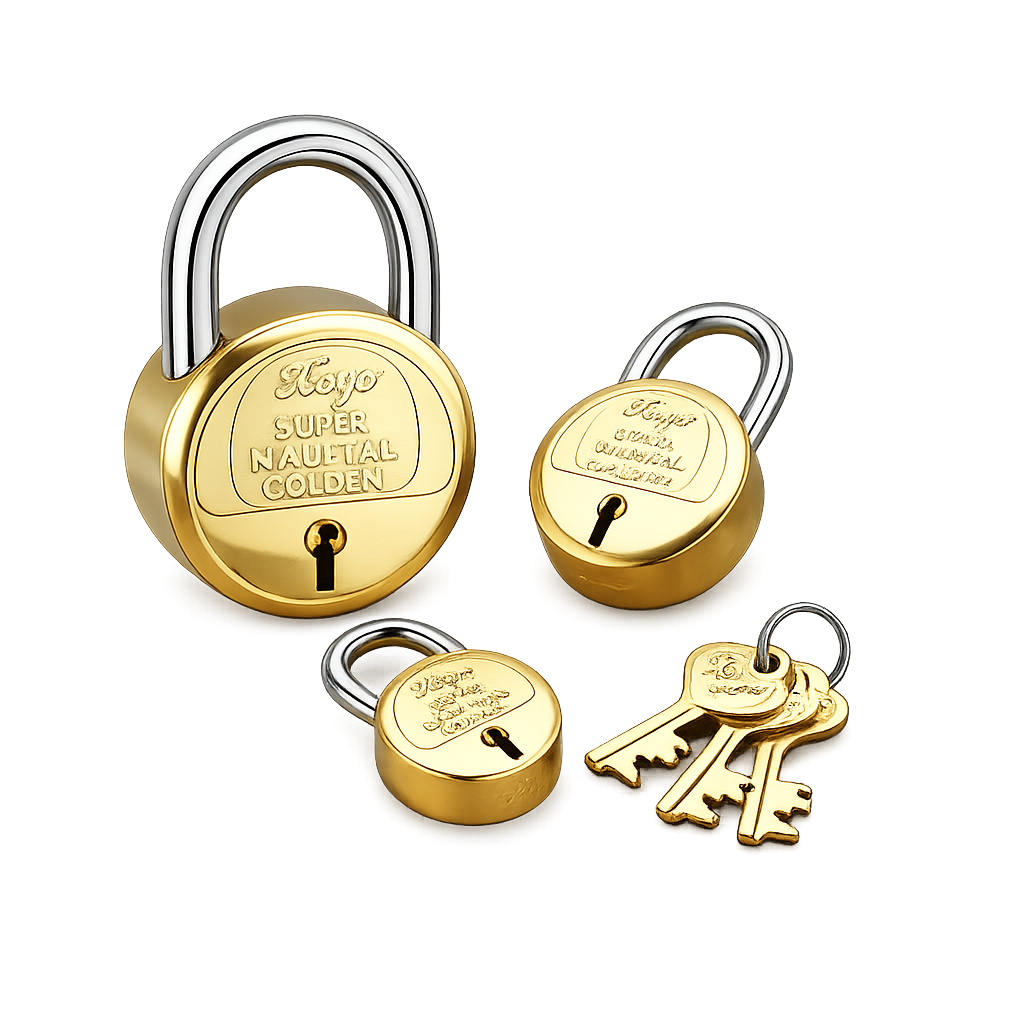 Koyo Brass Body Padlock 65mm with 7 Lever and Normal Shackle (3 Keys)