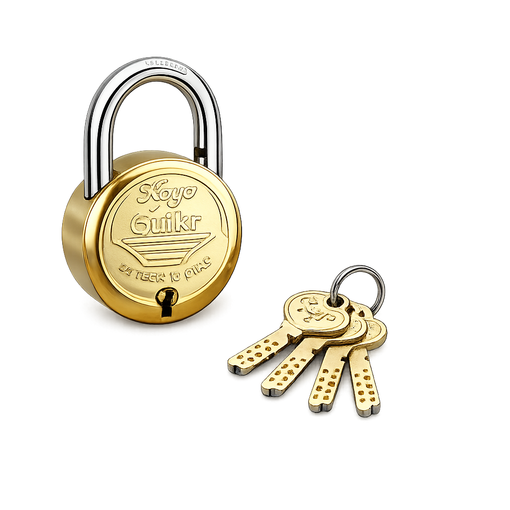 Koyo Brass Body Padlock 65mm with 7 Lever and Normal Shackle (3 Keys)