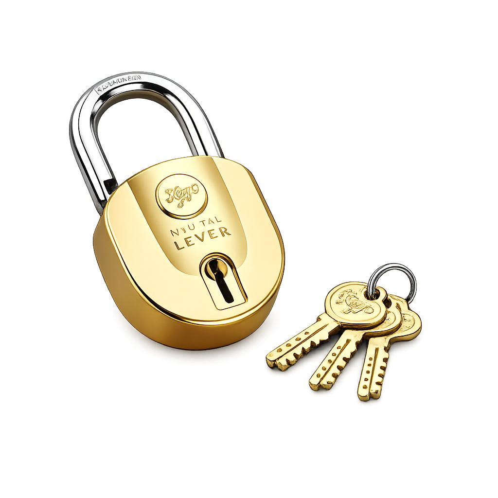 Koyo Brass Body Padlock 65mm with 7 Lever and Normal Shackle (3 Keys)