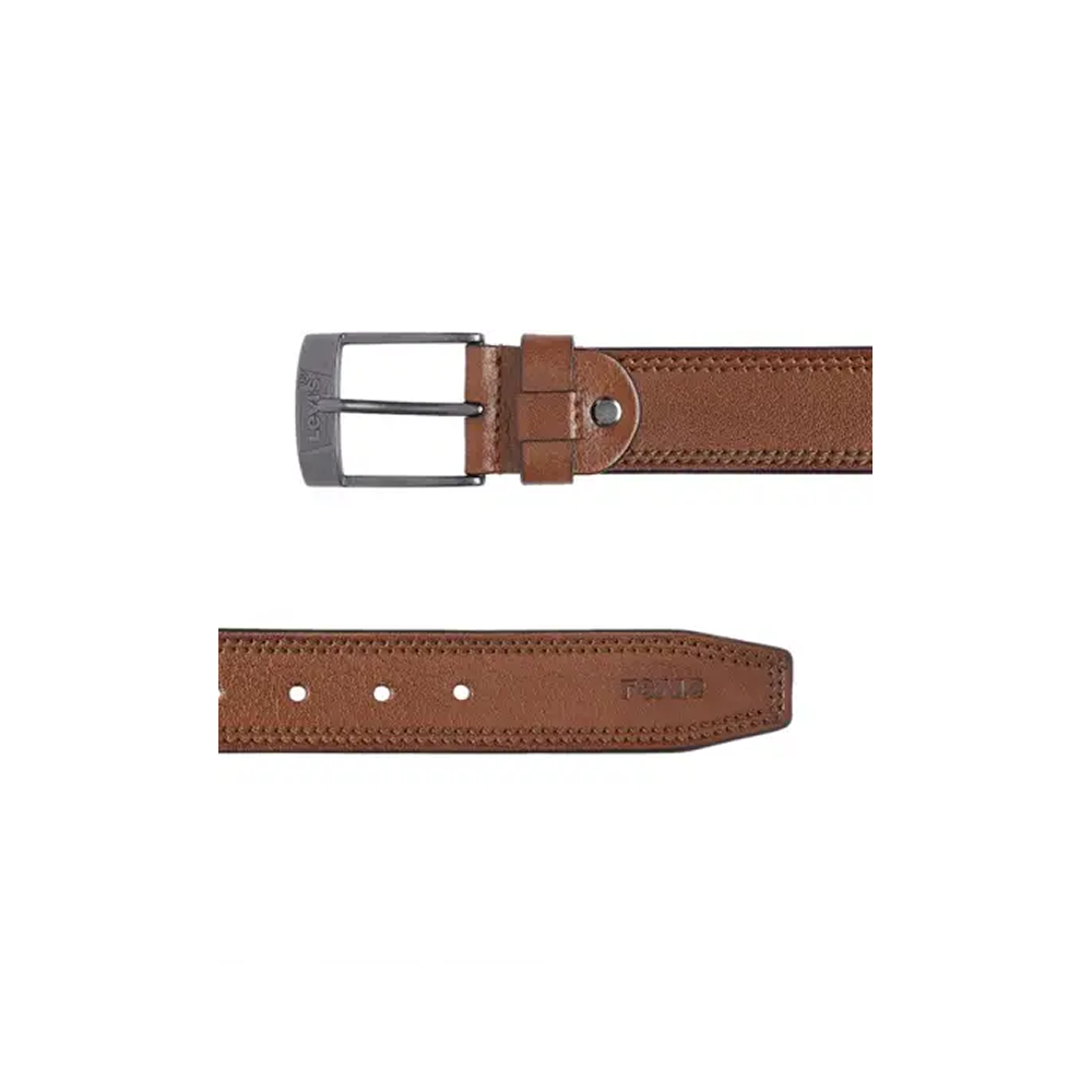 LEVI’S Men’s Tan Genuine Full-Grain Leather Belt – Casual Wear