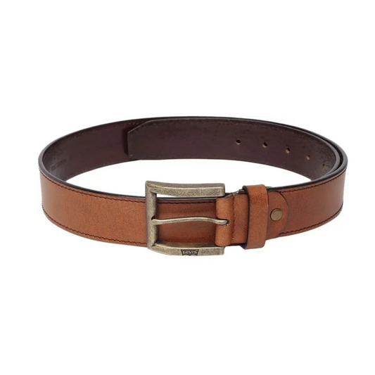 LEVI’S Men’s Tan Genuine Full-Grain Leather Belt – Casual Wear