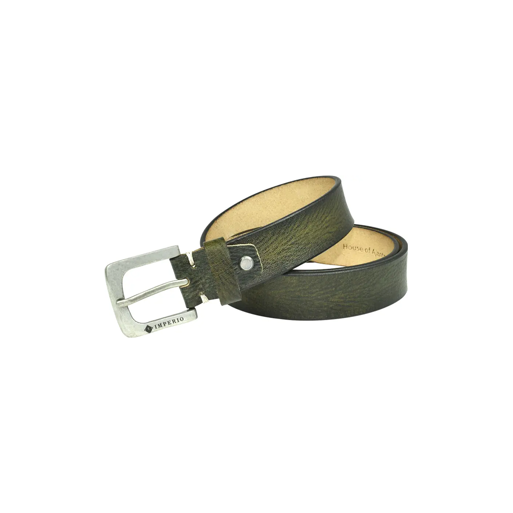 AJANTA Men’s Green Genuine Full-Grain Leather Belt – Casual, Formal & Party Wear