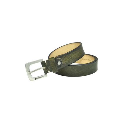 AJANTA Men’s Green Genuine Full-Grain Leather Belt – Casual, Formal & Party Wear