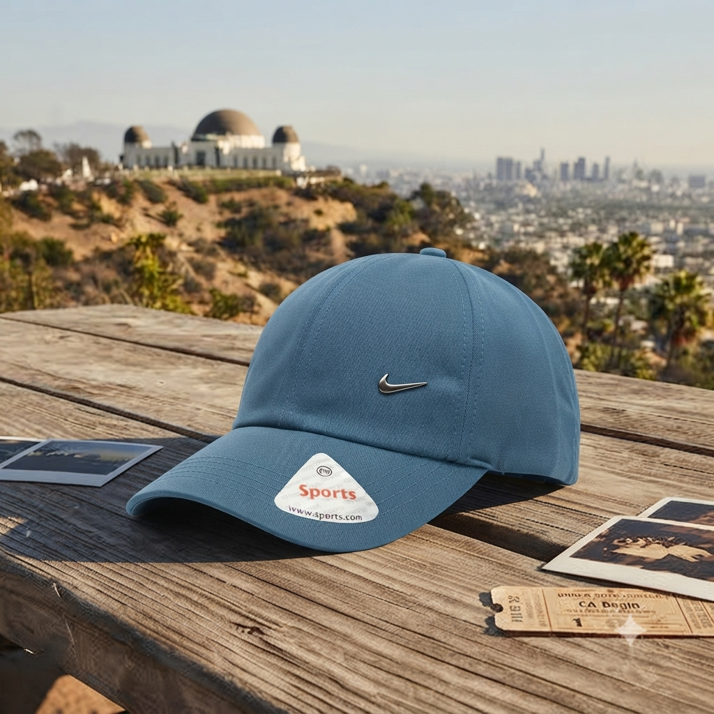 Premium Nike Blue Sports Cap with Metallic Swoosh Logo