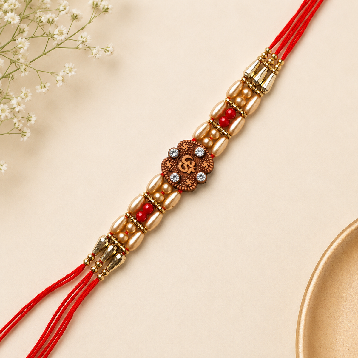 Traditional Om & Swastik Designer Rakhi Set of 12 with Premium Gift Box