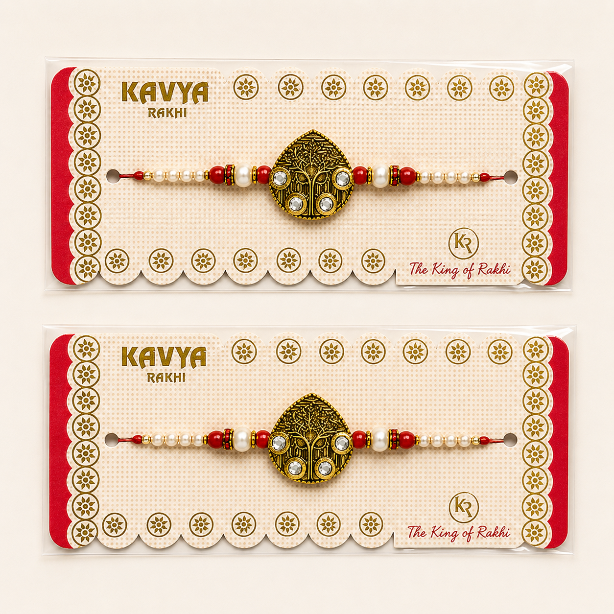 Kavya Rakhi | Designer Red & Gold Rakhi for Brother